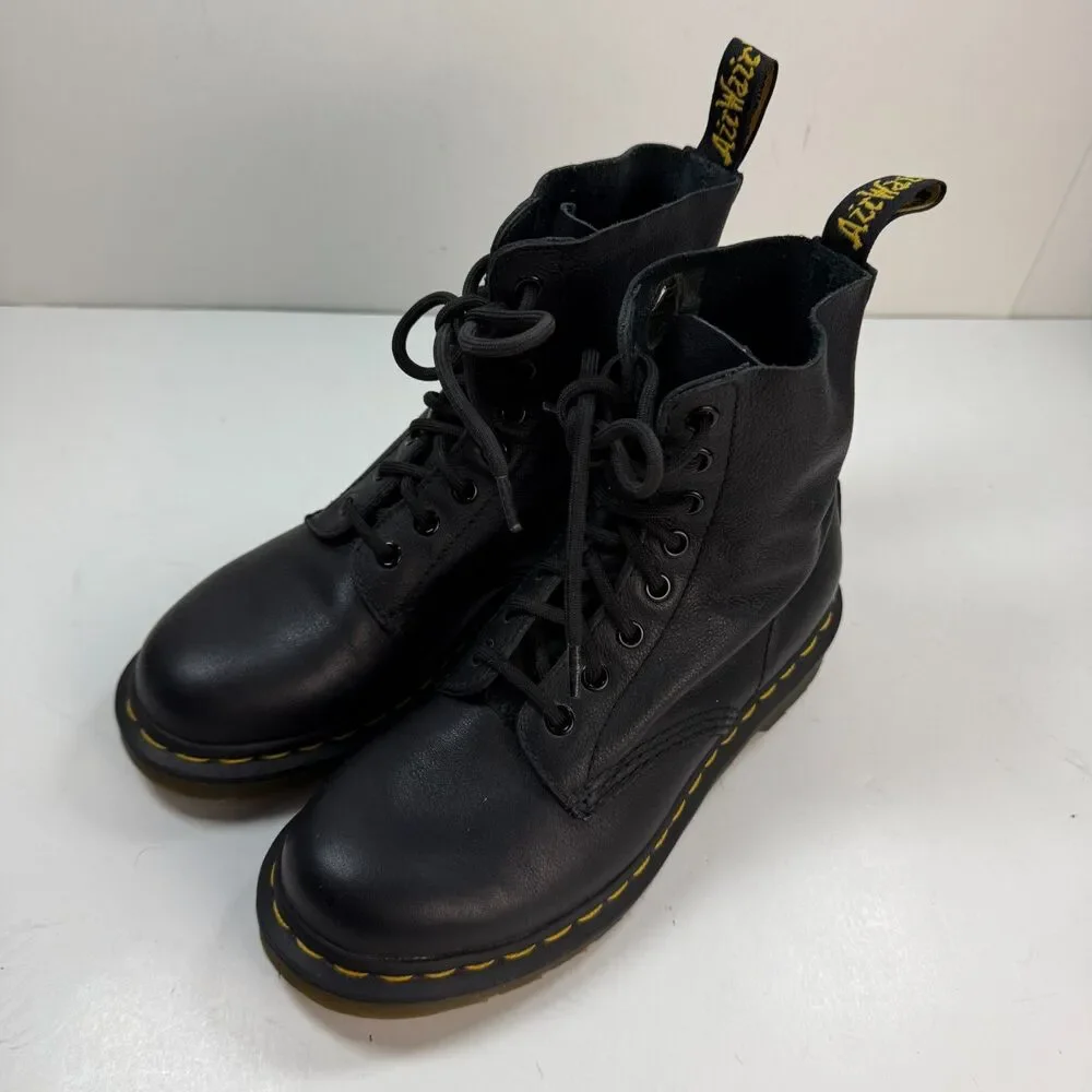 Dr Martens 1460 Pascal Black Leather 8 Eye Combat Boots Womens Size 7 AirWair